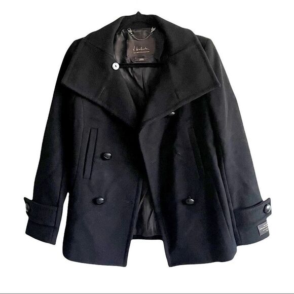 Aritzia Babaton Howell Wool Cashmere Double Breasted Winter Jacket Coat Black XS - Picture 2 of 7